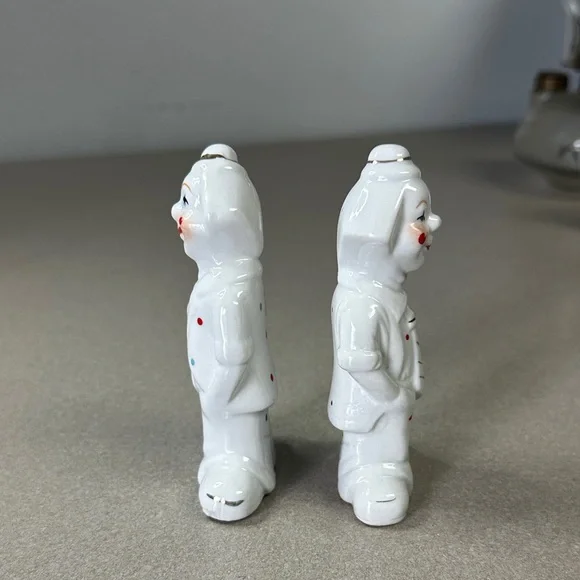 Whimsical White Porcelain Clown Figurines - Picture 4 of 15
